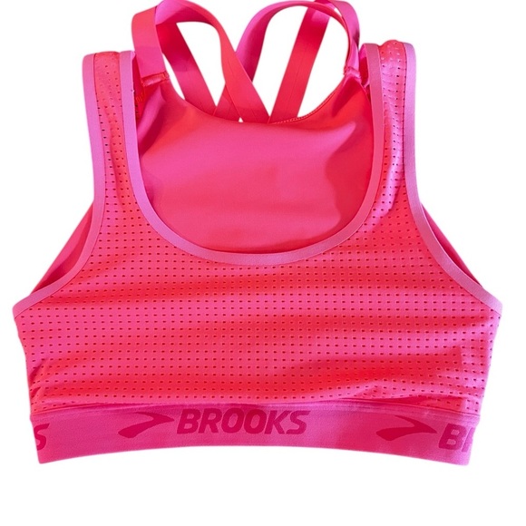 Brooks Neon Orange Perforated Sports Bra Estimated Size Small - Picture 1 of 4